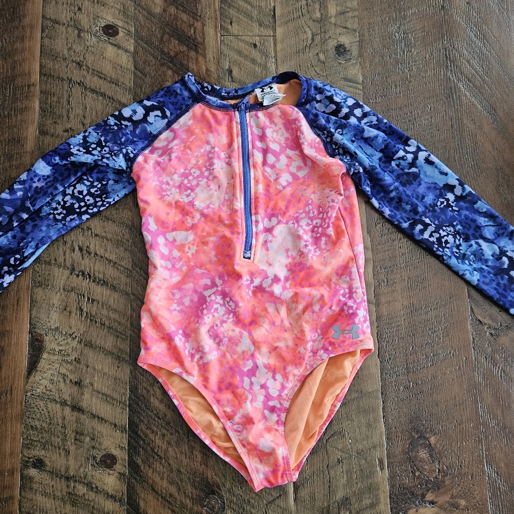 Under Armour Purple and Orange One piece bathing suit Youth size 16